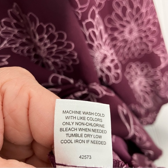 41 Hawthorn Top Large Purple Floral Casual Popover Spring Women’s Blouse Shirt - Picture 6 of 9